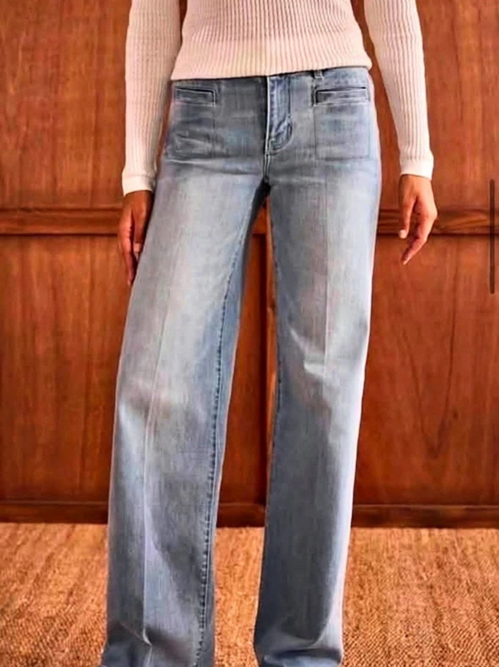 cabi Venice Straight Leg Jeans in Blue Waist 14